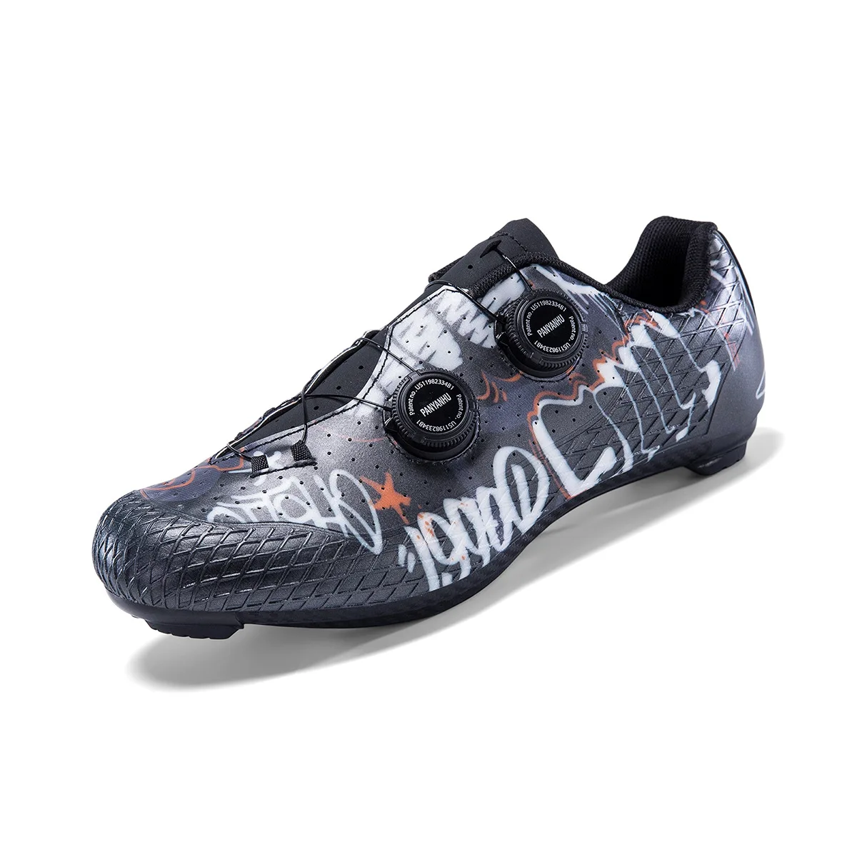 Road Cycling Shoes Men Women Graffiti Cycling Sneakers Dual Dial Lock Breathable Waterproof Non-Slip Bike Shoes