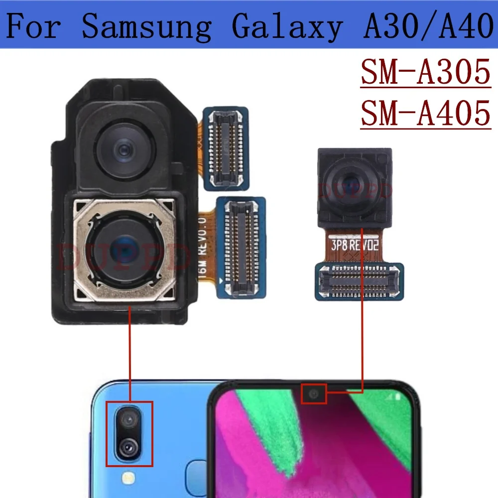 Rear Front Camera For Samsung Galaxy A30 A40 A305 A405 Frontal Selfie Wide Backside Ultrawide Back Camera Module Spare