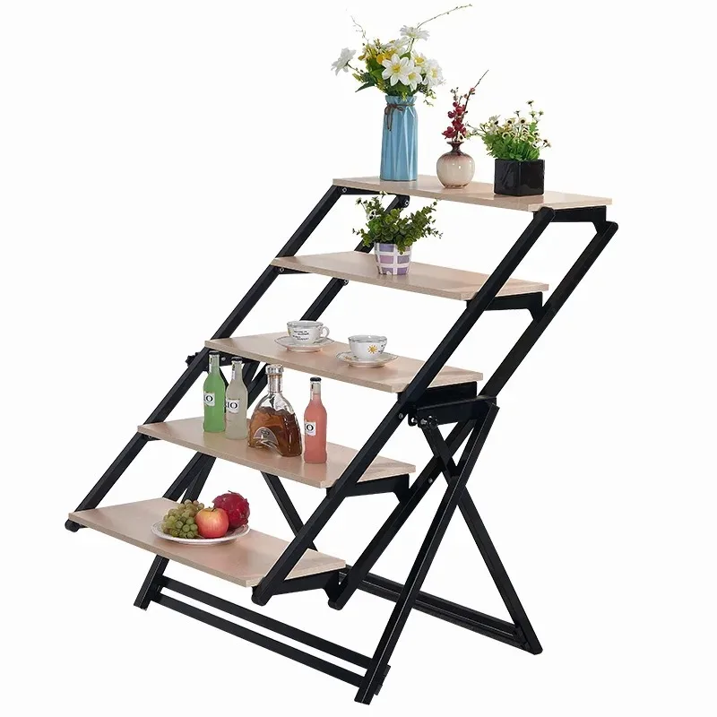 Multifunctional folding table household balcony rack