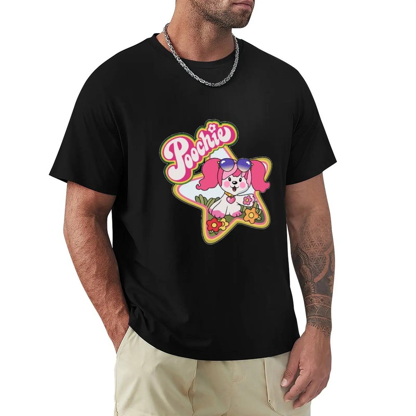 

1980S Poochie Puppy Logo T-shirt heavyweights plus size tops customizeds black t-shirts for men