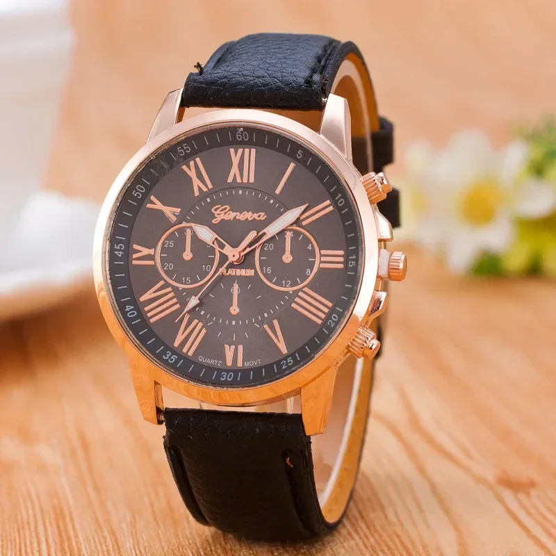 Relojes para Mujer, Reloj de pulsera de estilo empresarial de lujo de oro rosa de cuarzo Multicolor, Reloj a escala con números romanos, relojes para Mujer