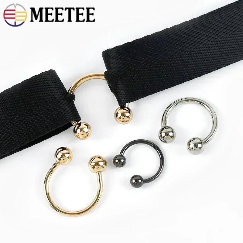 5/10Pcs Meetee 15-60mm Metal U-shaped Rings Buckle Double Screw Buckles Clothes Swimwear Collar Strap Decor Clasp Hook Accessory