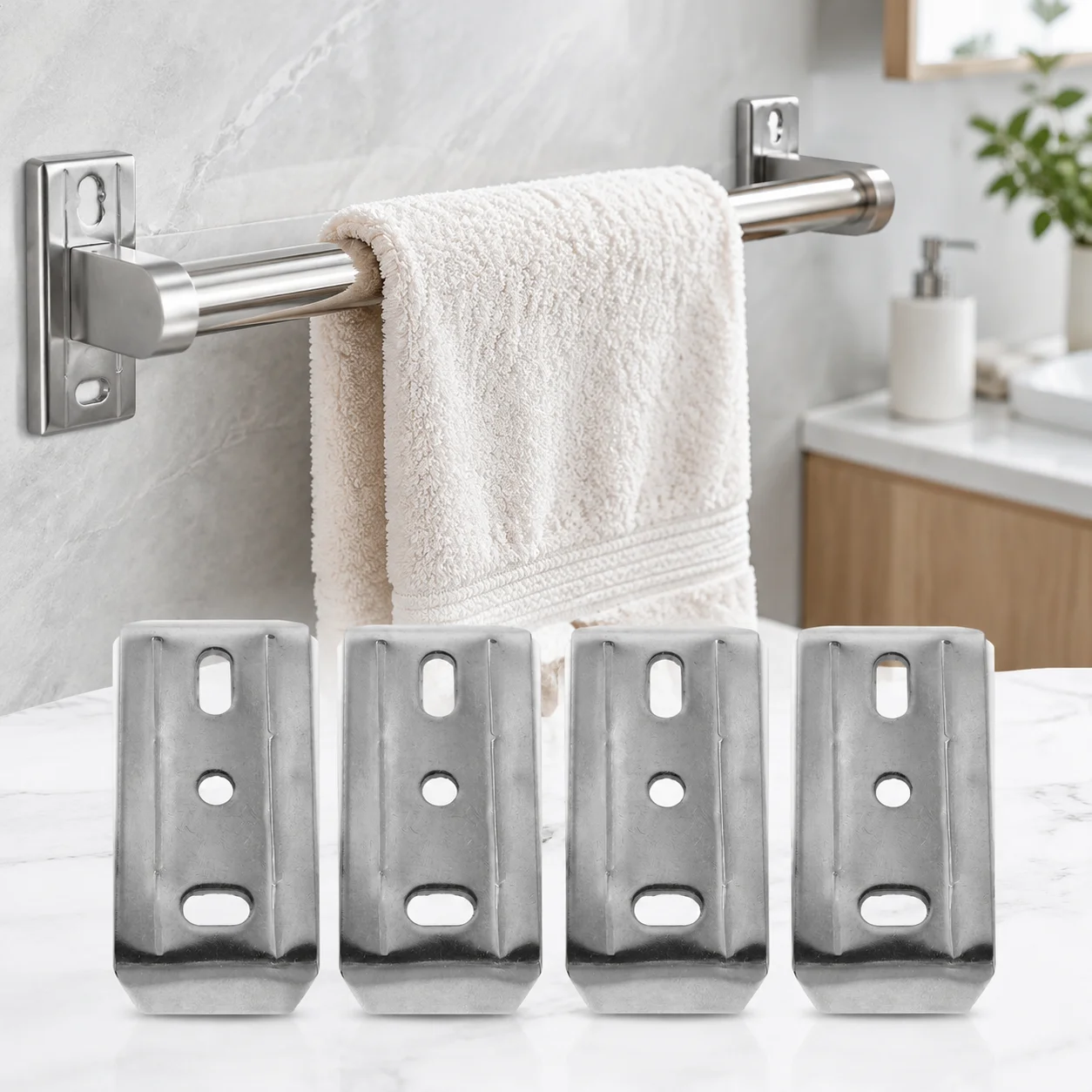 4 Pcs Bath Towel Rack Base Gasket Bathroom Brackets Essentials Replacement Supplies Bar Fixture Repair Kit Accessories Holder