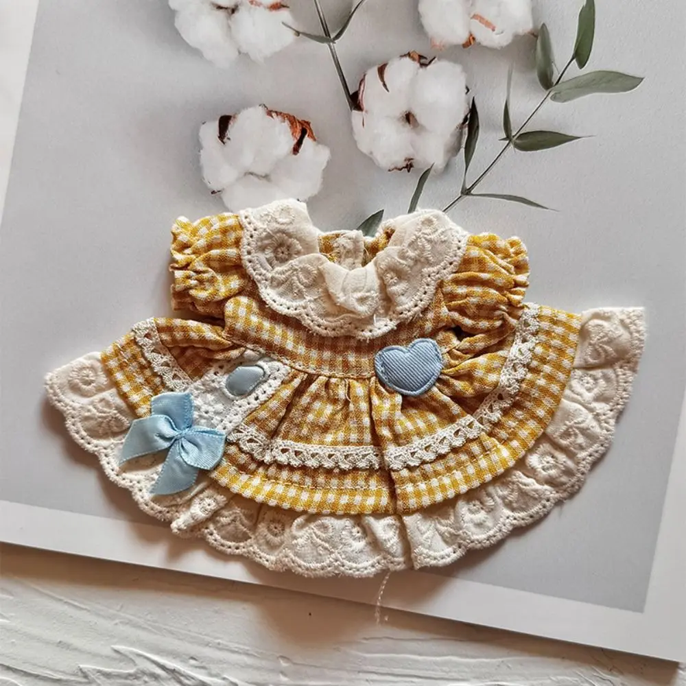 

Bear Decoration Bow Doll Dress Up Clothes Plaid Mini Cute Exquisite Doll Skirt Pink Cotton Kawaii Mini Doll Skirt Play House