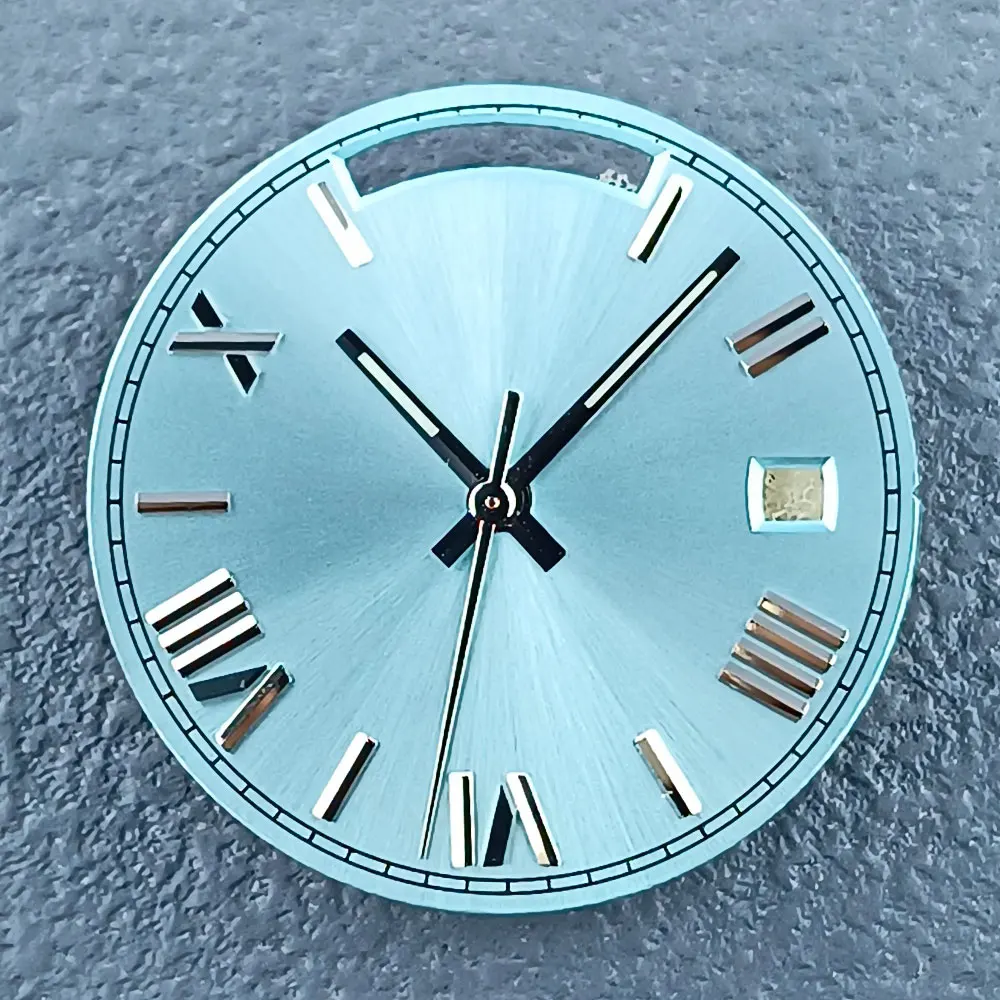 28,5 mm Miyota 8285 Uhrwerk, Doppelkalender-Uhrenzifferblatt, blau leuchtende Zeiger, Ersatzteile für Zifferblattuhr 1