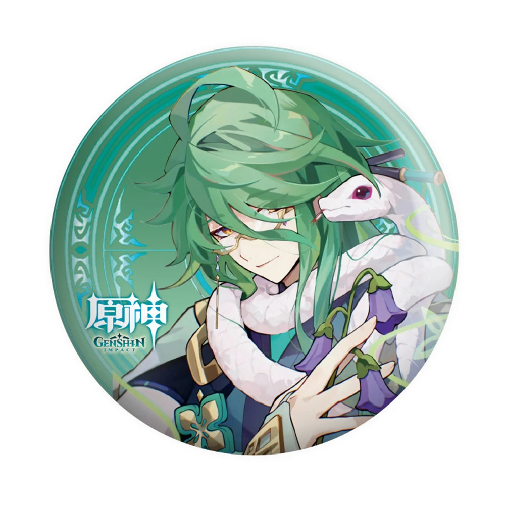 Game Genshin Impact Baizhu Arlecchino Gaming Wriothesley Wanderer Cosplay Badge Pin SPTE Tinplate Brooch Accessories Prop