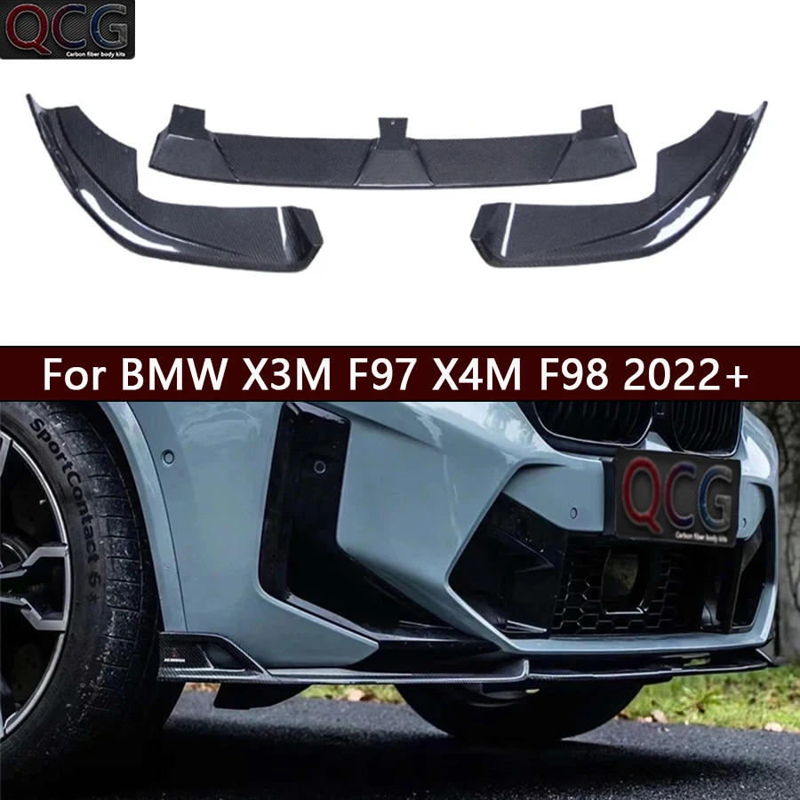 For BMW X3M F97 X4M F98 2022+  Carbon Fiber Front lip Car Front Bumper Diverter Spoiler Diffuser Front lip chin Upgrade body kit