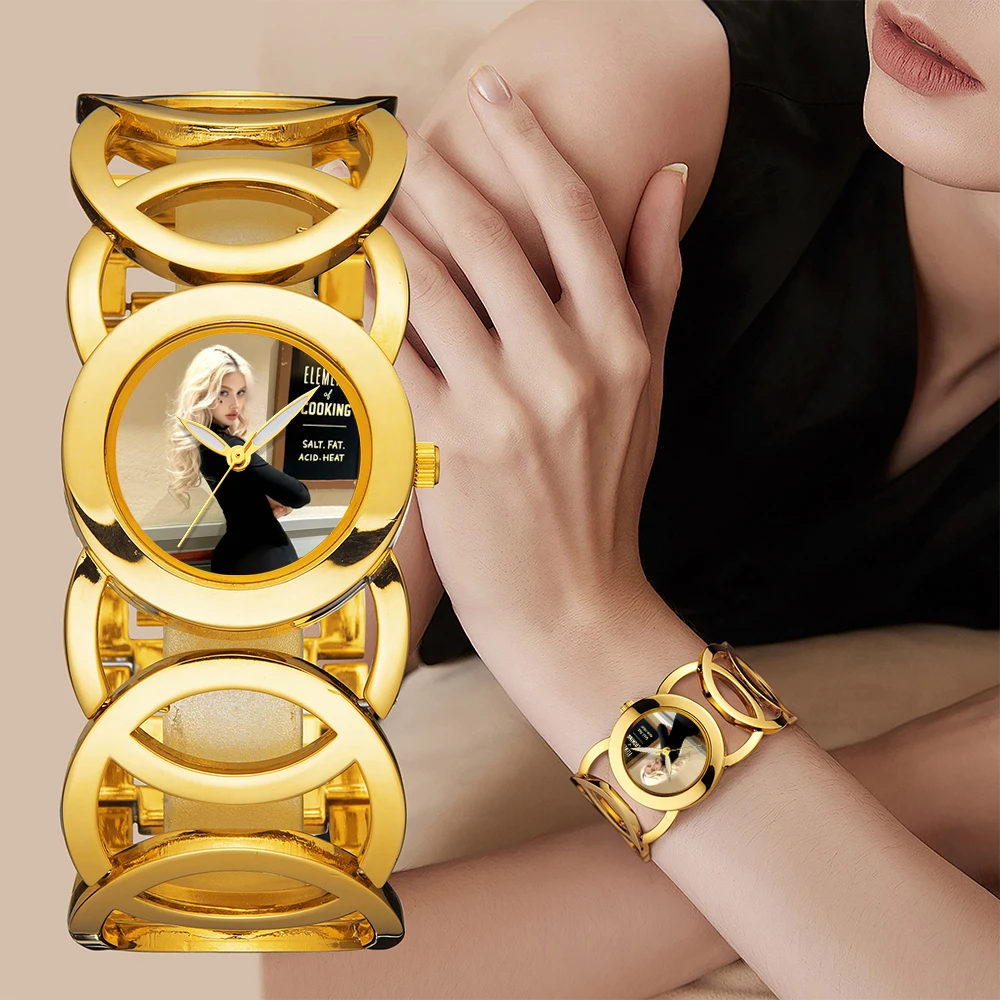 DIY Customisable Picture Business Casual Elegant Ladies' Bracelet Watch – Fashionable Reloj Water-Resistant Quartz Gift Watch