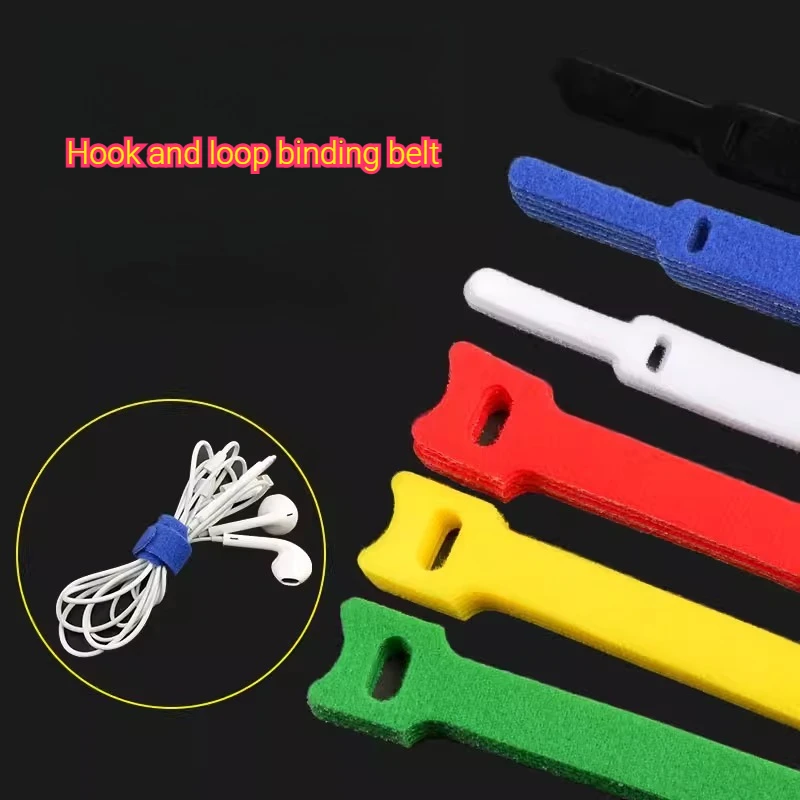 10~100pcs 7colors Nylon Cable Tie Hook Loop Length 145mm Backpackers Hikers Line Belt Backless Data Line Strap Magic Sticker