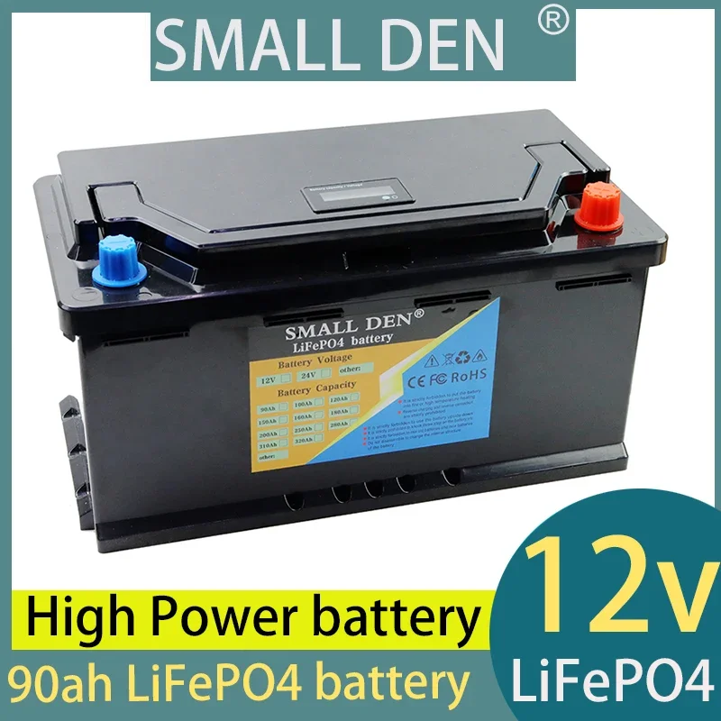 

12V/12.8v 90Ah Lifepo4 Battery Power Batteries for 4S 14.6V RV Campers Golf Cart Off-Road Off-grid Solar Wind battery+10A charge