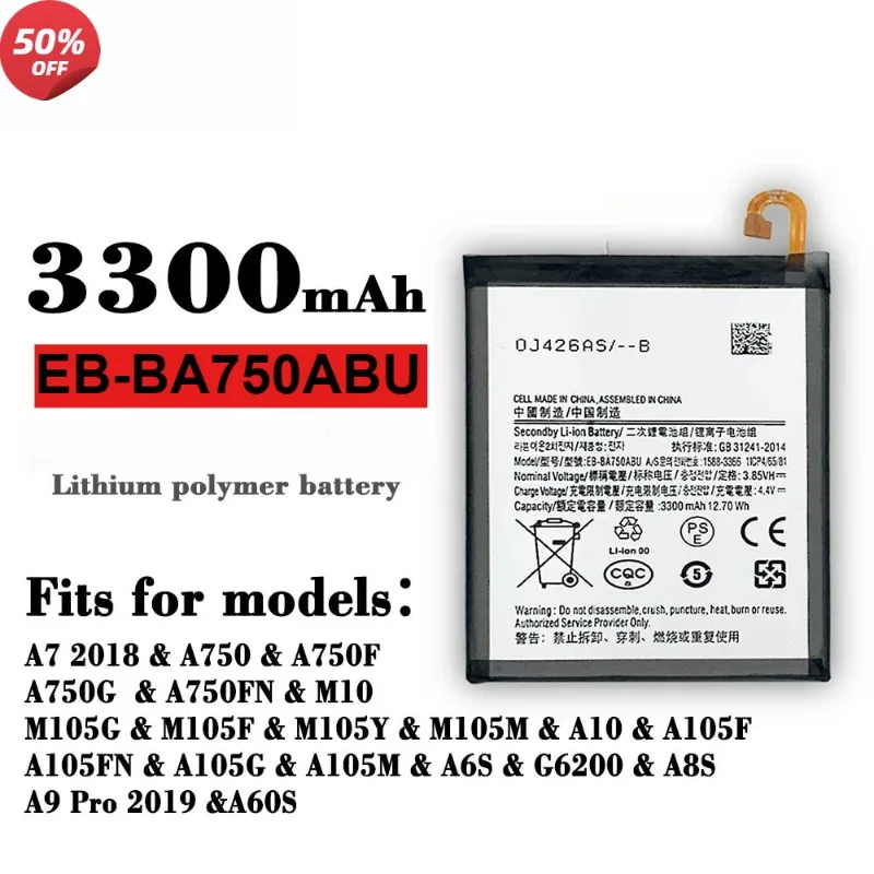 

EB-BA750ABU 3300mAh Battery For SAMSUNG Galaxy A7 2018 version A730x A750 SM-A730x A10 2019 SM-A750F
