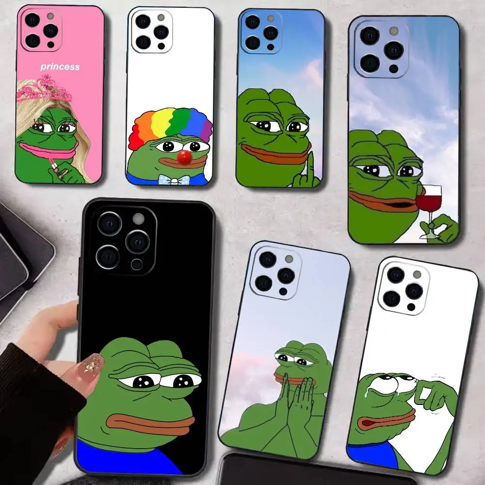

P-Pepe T-The Frog Phone Case For iPhone 17,16,15,14,13,12,11 Plus,Pro Max,XS,Soft Silicone Black Cover