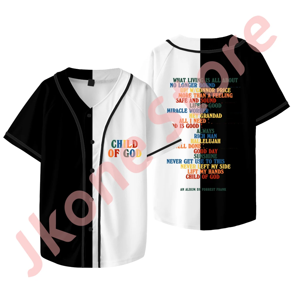 Camiseta de manga corta para hombre y mujer, chaqueta de béisbol Forrest Frank, Niño de Dios, Tracklist Merch, moda informal, Verano