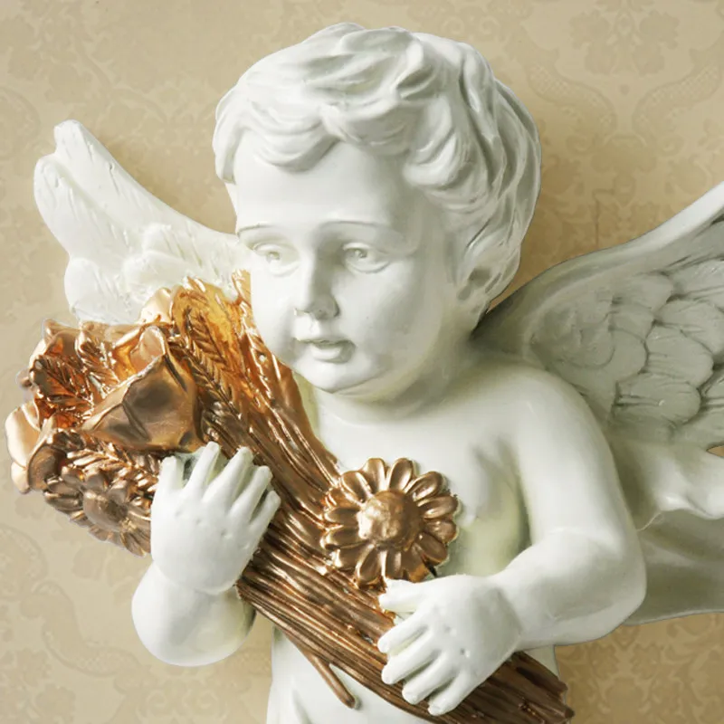 For Resin Cupid Angel Wall Hanging, 3D Relief Sculpture for Living Room, TV Background Wall Art Decor