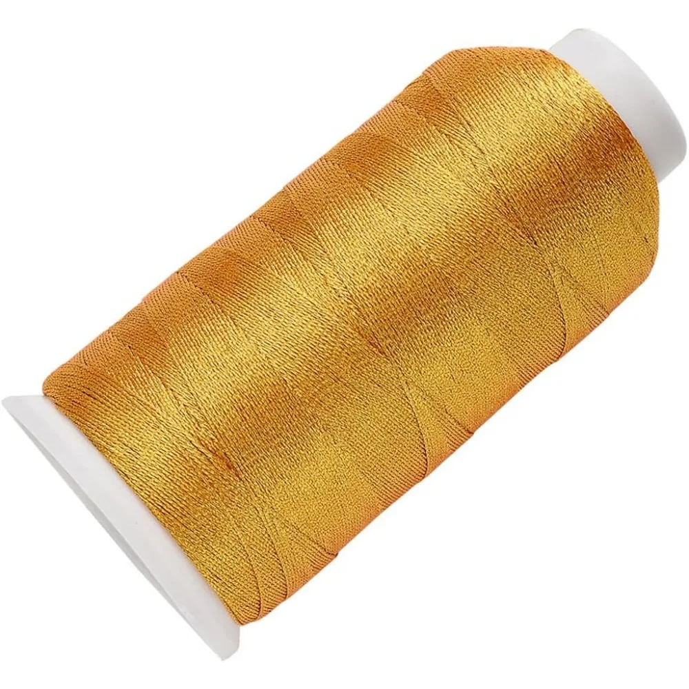 1312 Yards 0,2MM 3-fädiger Gold-Metallic-Nähfaden Nylon-Stickmaschinenfaden Schimmernder Weihnachtsglitzer-Faden mit Spule