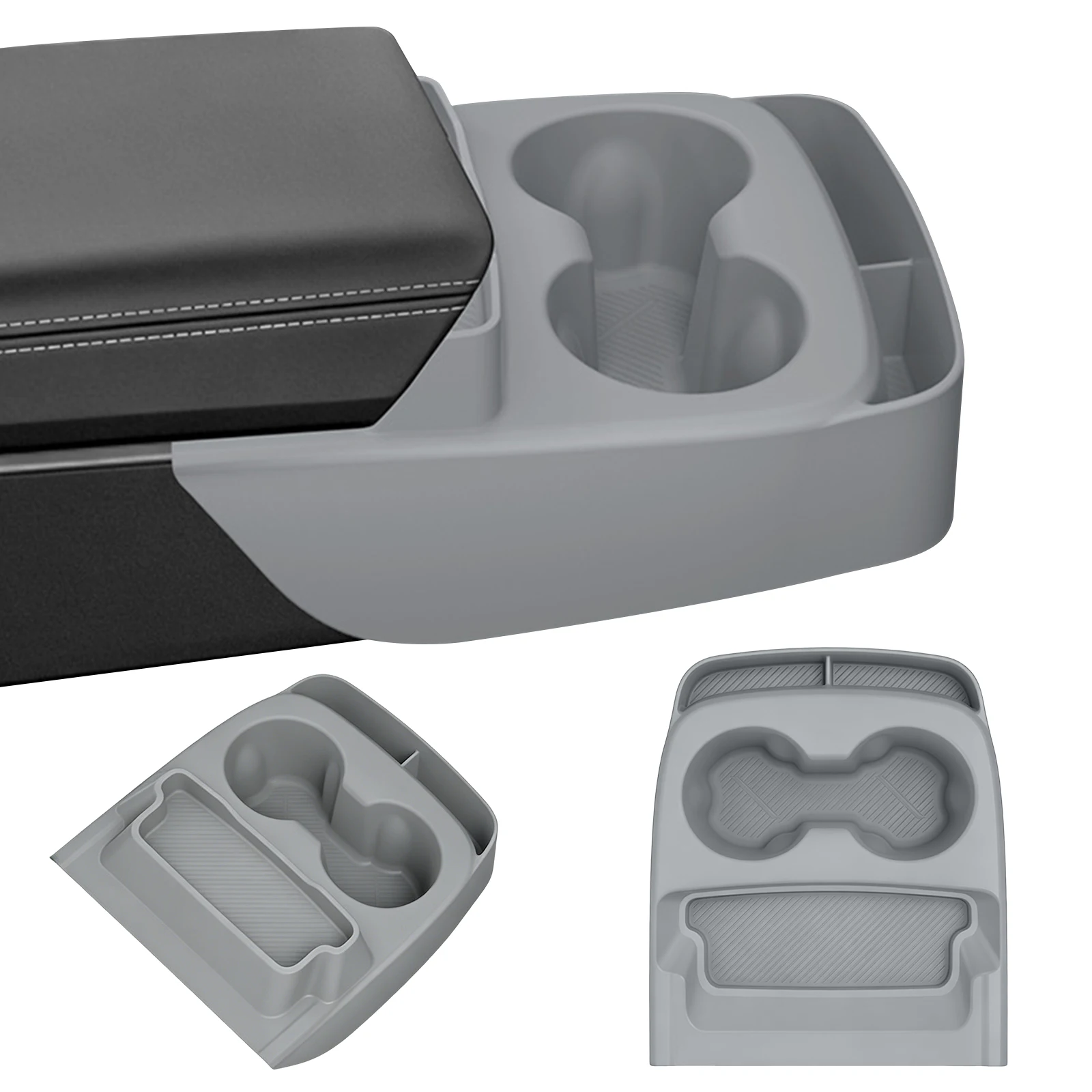 For Tesla Model Y Standard 2025 Silicone Central Control Cup Holder Anti-Scratch Storage Box Interior Car Auto Accessories