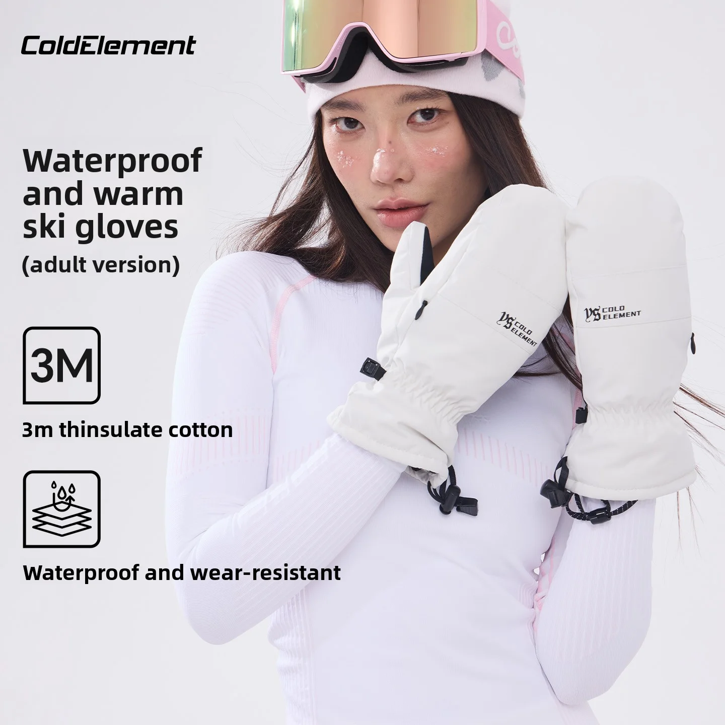 

Лыжные перчатки Coldelement для взрослых, толстые, теплые, водонепроницаемые, прочные, лыжные перчатки для игры на снегу для мужчин и женщин, подходящие для зимних видов спорта