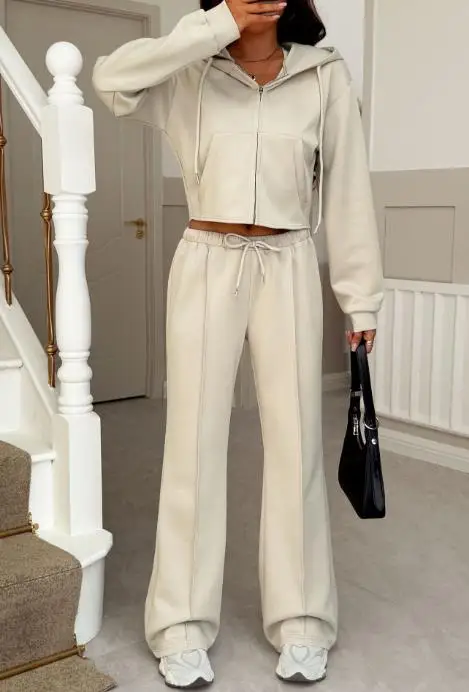 2025 Otoño/Invierno nueva moda mujer ocio Resort camisa deportiva con capucha y pantalones casuales conjunto ropa de mujer