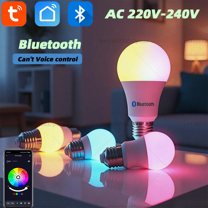 

Tuya Smart A60 LED Bulb 220V, Bluetooth Control, Dimmable,9W RGBCW Color Changing, E27/B22 Supports Tuya Smart Life App