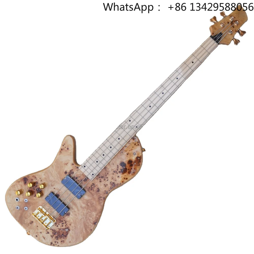 Flyoung Left Handed Electric Bass Guitar 4 Strings Electric Bass Guitar Neck Through Body Bass with Frets Lines