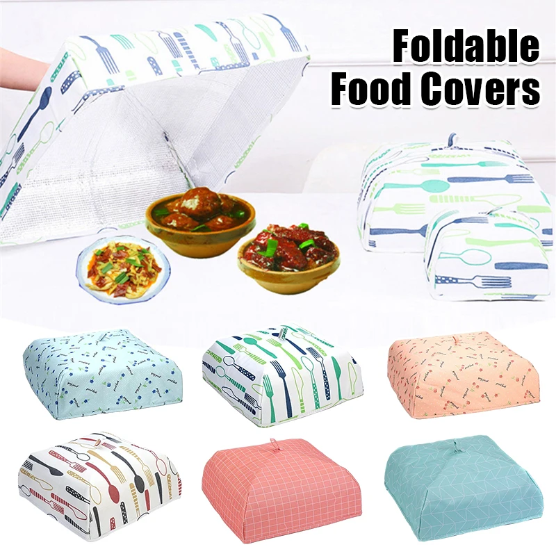 

Foldable Insulated Thermal Food Cover 2Pcs with Aluminum Keep Food Warm Hot Table Dust Cover Kitchen Household Supplies