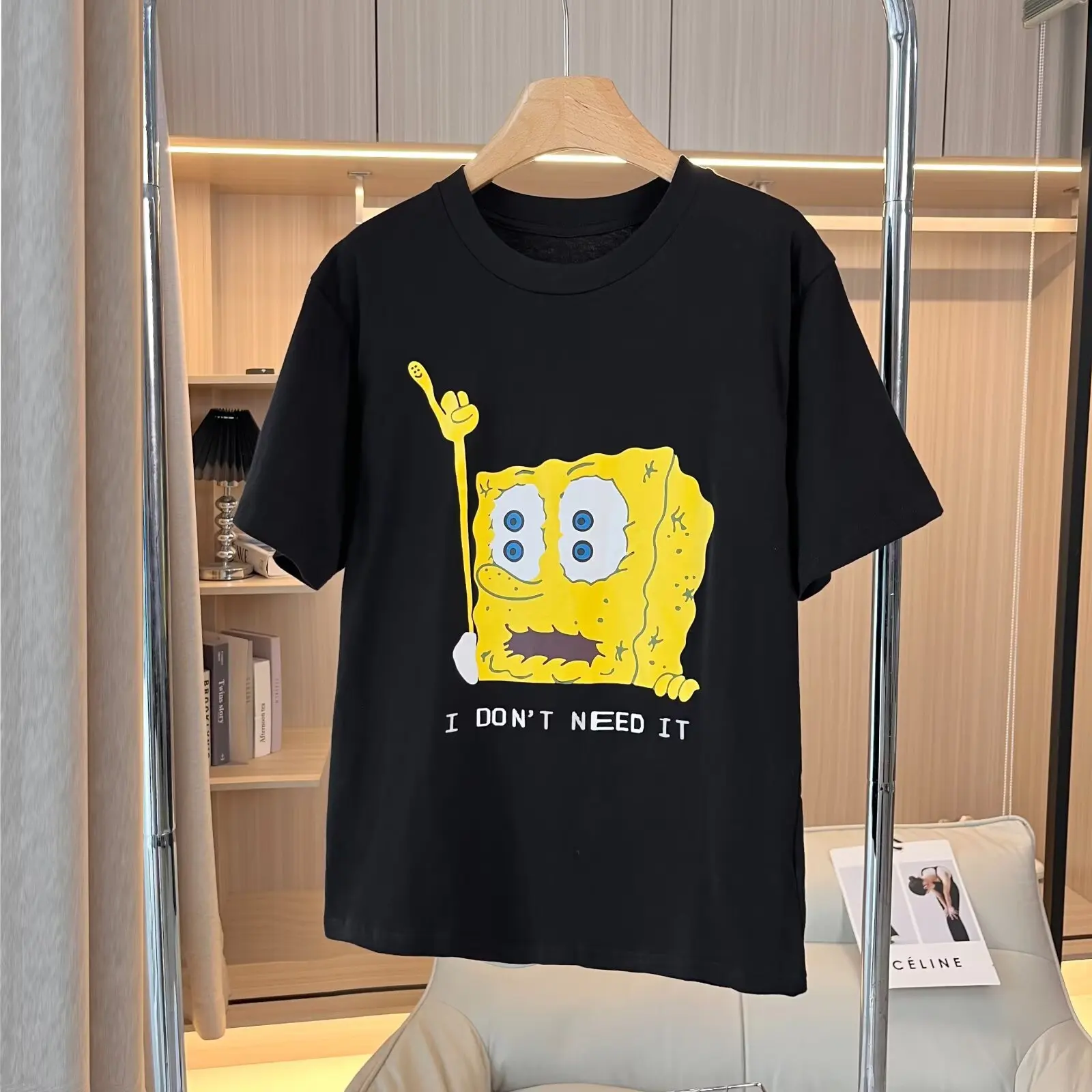 

Summer New Men's and Women's Clothing Couple SpongeBob SquarePants Printed Cotton Casual Short-sleeved T-shirt
