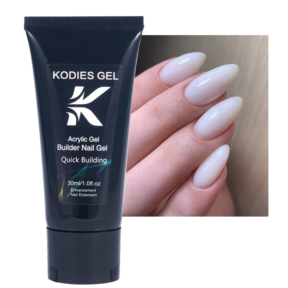 KODIES GEL Poly Acrylic Builder Nail Gel 30ML Semi Permanent UV Solid Milky White Clear Hard Construction Gel Extension Manicure