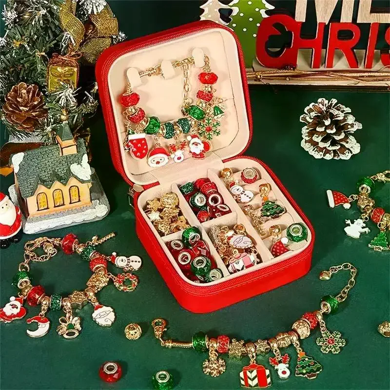 

Набор для изготовления рождественских браслетов, элегантный красный и зеленый набор для изготовления украшений из бисера своими руками, женский подарочный набор для рукоделия. Это лучший выбор