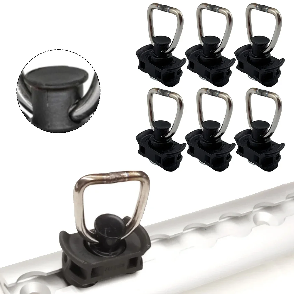 

6pcs Track Lock End Fitting Airline Rail Fixed Buckle For Rv Track Fixed Circular Ring Slide Rail Lock Latch Hanging Hook Cargo