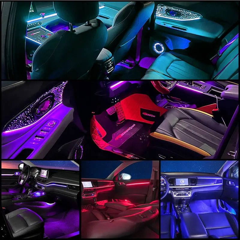 18 in 1 Car Atmosphere light 64 RGB Color Acrylic LED light strip Footwell lamp Horn light sound car Interior ambient lighting