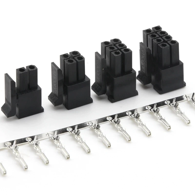 

10set Micro-Fit 3.0 3.0mm Pitch Connector Double row Male Housing+Female Terminal 2P 4P 6P 8P - 24Pin Mini 5557/43025 Male Shell