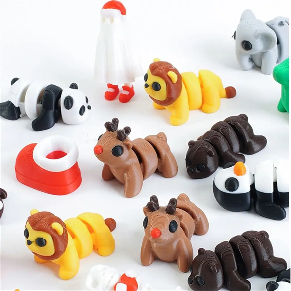 Articulating Joints 3D Printed Mini Animals Cute Critter Style Multi-Jointed Movable Animal Model Figures Office Desk Decoration