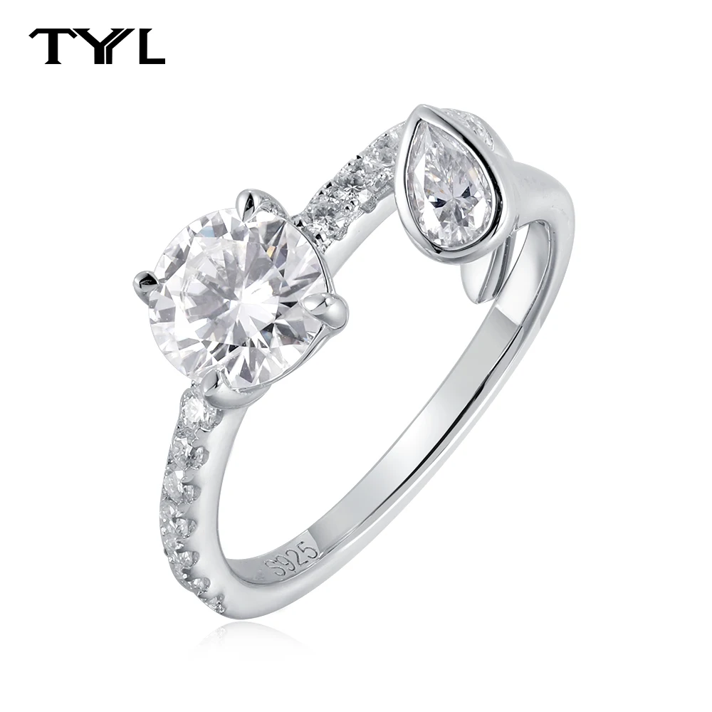 

TYYL двойное кольцо с муассанитом, обещанное обручальное кольцо для женщин, стерлинговое серебро S925, регулируемые кольца с бриллиантами, ювелирные изделия, подарок