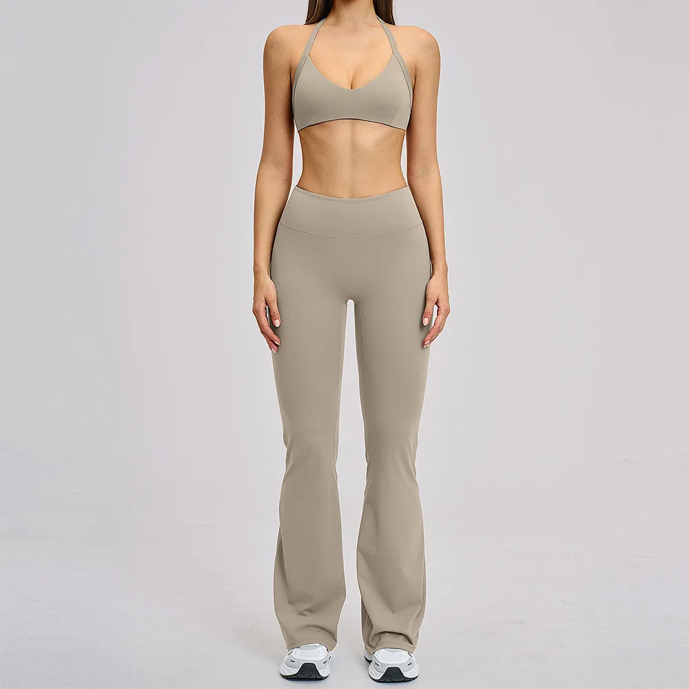 2 Piece Yoga Set Slim Fit Beauty Back Sports Bra Gym Sports Running Fitness Set High Waist Flares Leggings Women's Tracksuits