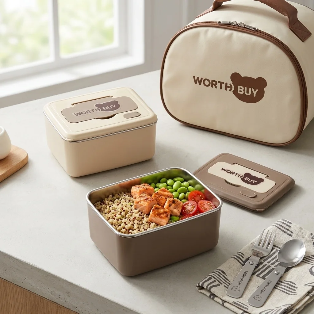 Lonchera térmica de acero inoxidable 304 para niños y estudiantes, contenedor portátil sellado para frutas, ensaladas y alimentos, apto para microondas, tipo bento.