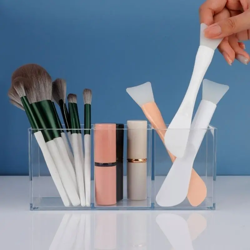

G99E Practical Acrylic Makeup Brush Tool With Three Sections Space saving Cosmetic Holder For Efficient Storage