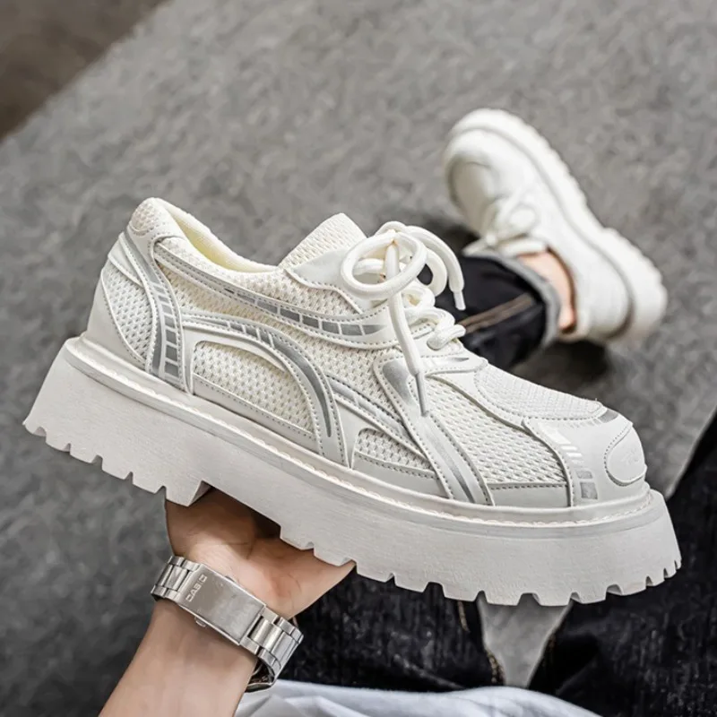 

Fashion Men Shoes High-end Platform Sports Board Shoes Design Sense Mesh Breathable Trendy Derby Shoes for Man Кроссовки Мужские