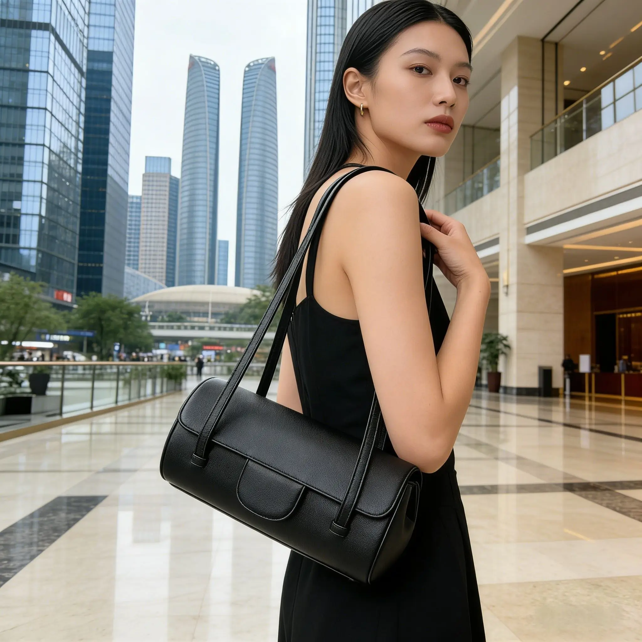 

New Luxury Design Long Shoulder Bag Leather Flap Crossbody Bag Classic Women's Handbag