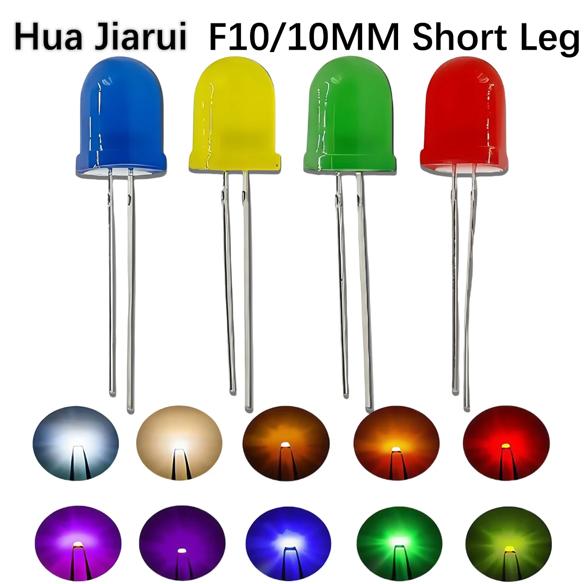 F10/10mm Rambut Merah Atas Bulat Merah, Rambut Biru Biru, Rambut Hijau Hijau, Rambut Kuning LED Kaki Pendek Kuning