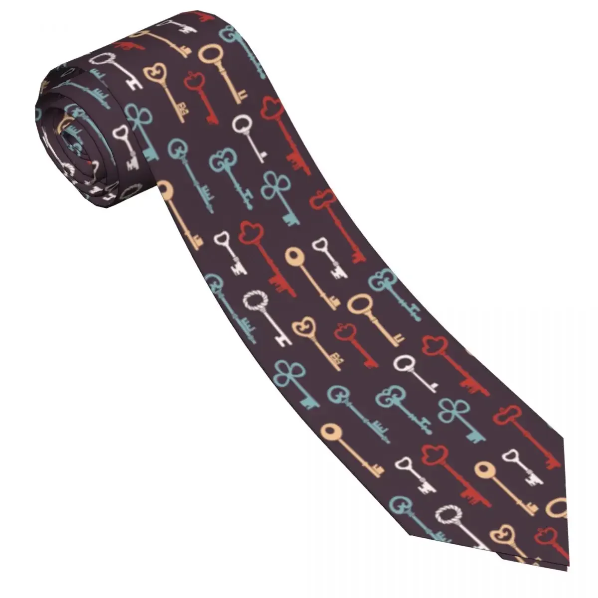 Retro Style Key Tie Fashion Graffiti Graphic Neck Ties Classic Casual Collar Tie Male Leisure Necktie Accessories