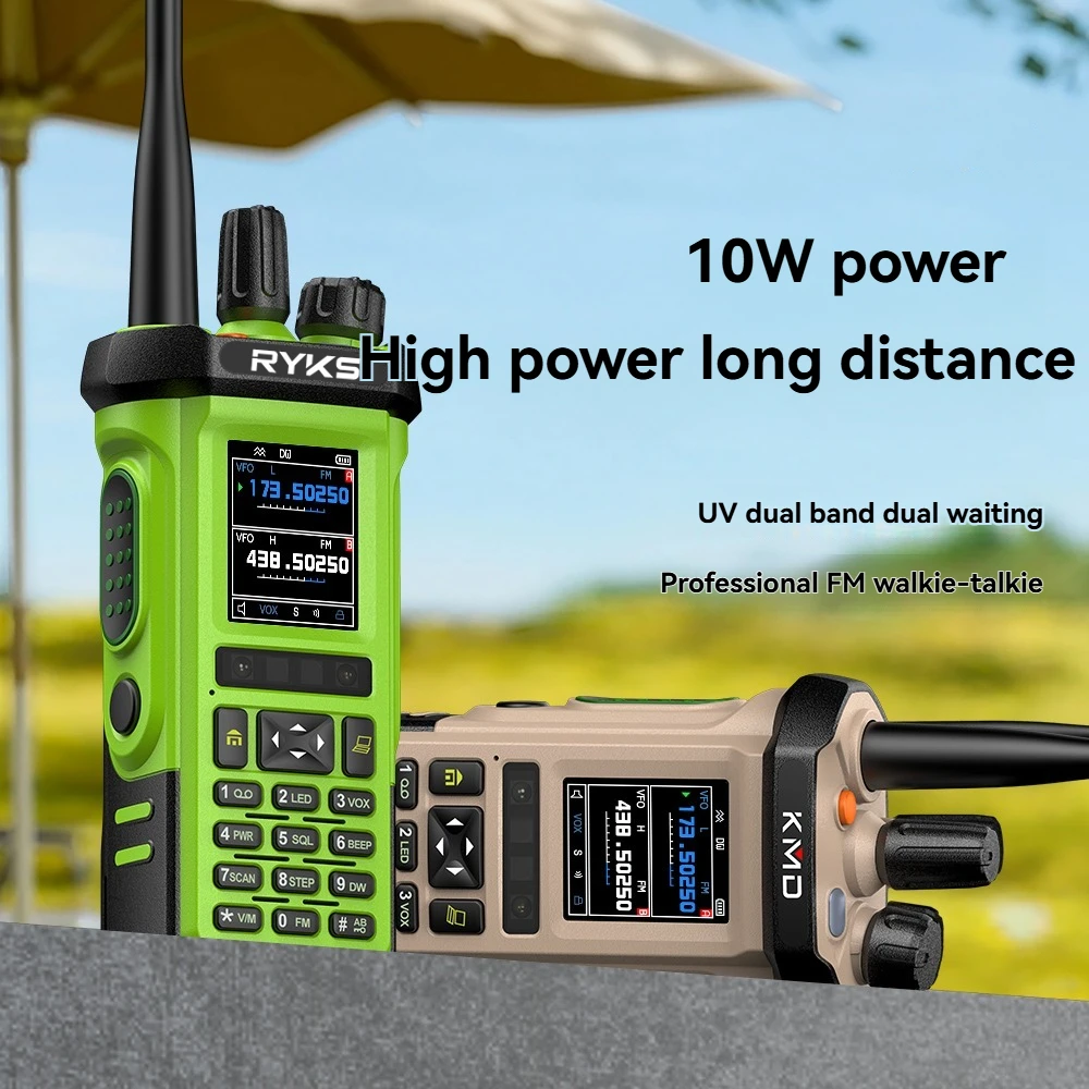 Ry-Uv8000 Walkie Talkie Camping 10W Wireless Copy Frequency Police Light Air Six Band Uhf Vhf For Baofeng Ham Radio Quansheng