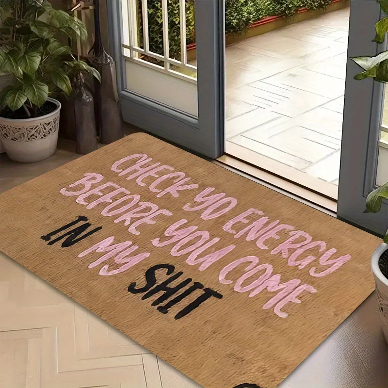 VIKAMA Cute Pink Doormat Yo Energy Pink Welcome Mat - Cute And Fun for Rug For Bedroom Carpet For Living Room Home Decoration