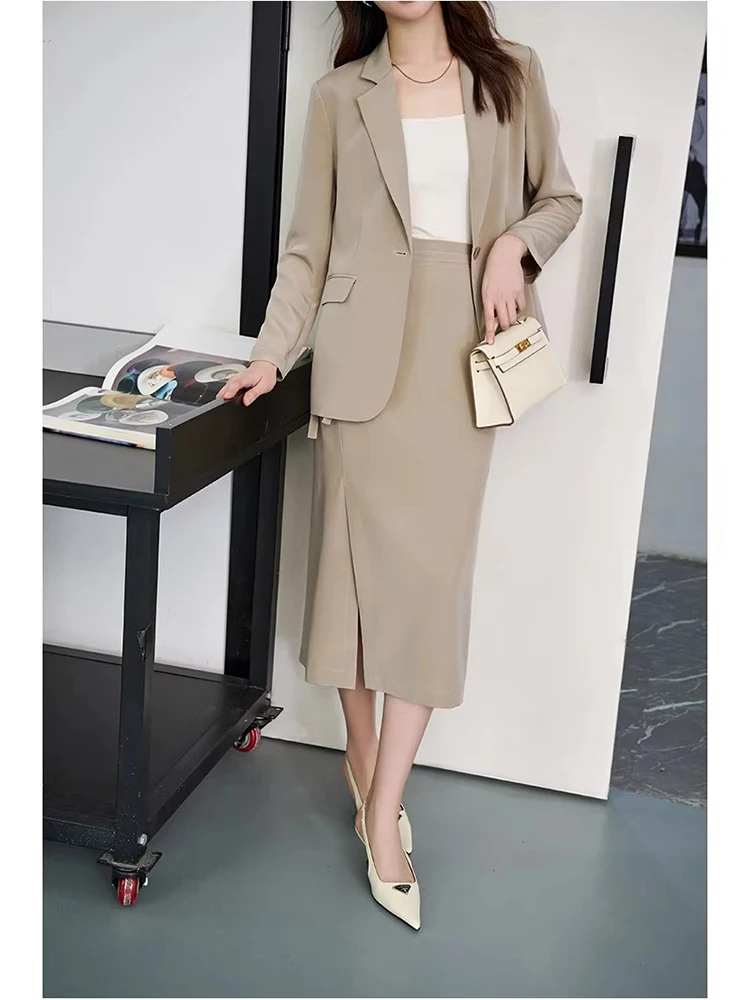 

Шелковая блузка Ele для офиса, элегантная, приталенная, с юбкой-костюмом, из тяжелой роскошной двойной марли Ningxia Inner, 30 мм