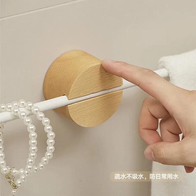 Bathroom Towel Bar Towel Holder 304 Stainless Steel Beech Single Wood Rack Artistic Towel Hanger Wall Mounted Shelf