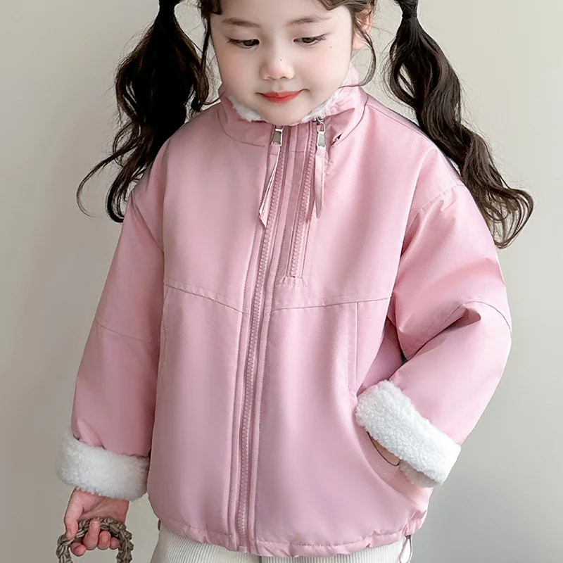 

Girl Winter Cotton-Padded Jacket Thicken Autumn Coat Tops Zip-Up Jacket Child Keep Warm Kawaii Fashion New Style Casual Clothing