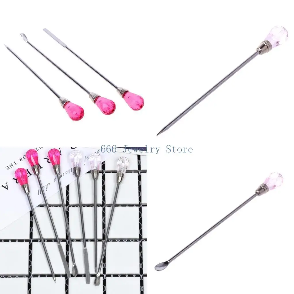 F2TD 3 Pcs Stirring Needle Spoon Tool Portable Muddler Poke Needle Spoon for DIY Resin Craft Silicone Mold Jewelry Making