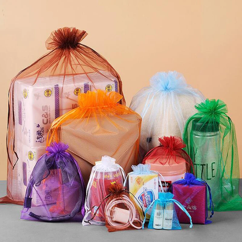 

100pcs/lot 30*40cm/11.8*15.8'' Big Size Drawstring Organza Bags For Wedding Birthday Party Christmas Gift Packaging Storage Bag