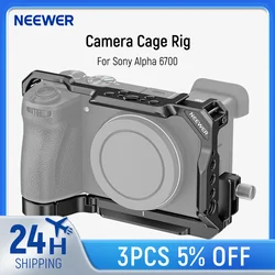 NEEWER a6700 Camera Cage Compatible with Sony Alpha 6700, Aluminum Video Rig with HDMI Cable Clamp, NATO Rails, Cold Shoe