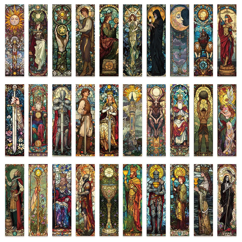 

30Pcs Painted Glass Tarot Card Bookmark Student DIY Reading Label Card Stationery