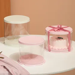 4/5 inch PVC Clear Cake Boxes Round Transparent Packaging Box for Birthday Wedding Anniversary Party Valentine Day Cake Gift Box